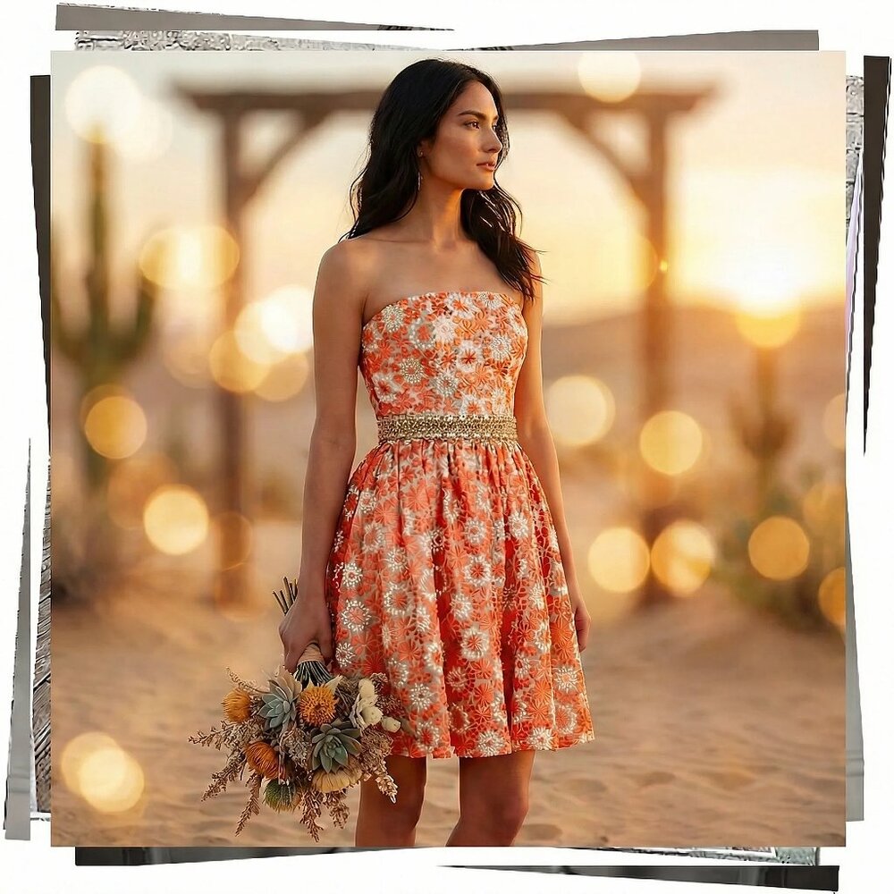 Coral & White, Floral Embroidered Lace, Strapless Dress (4) by Rachel Antonoff